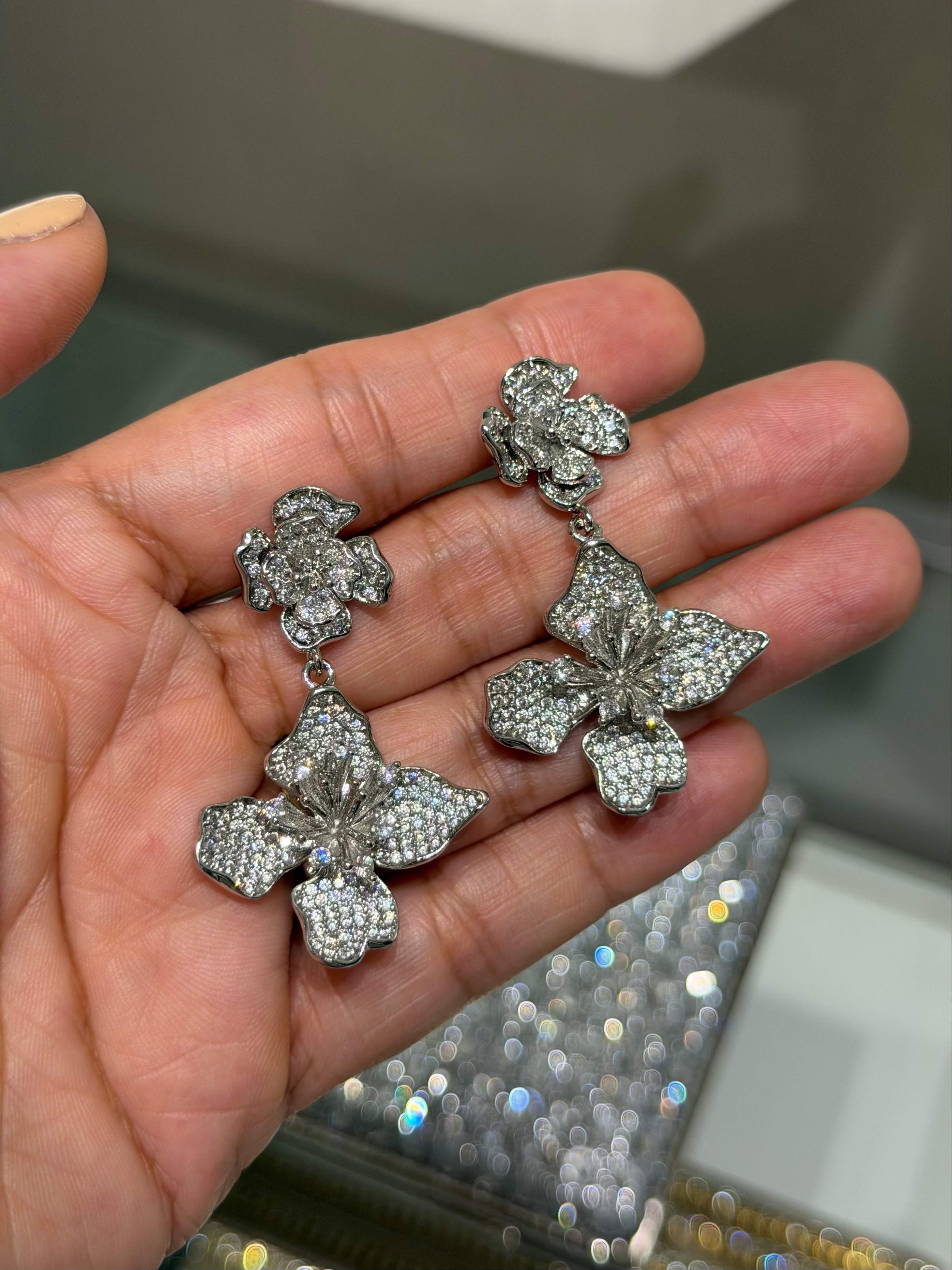 Aretes Flores Pavé