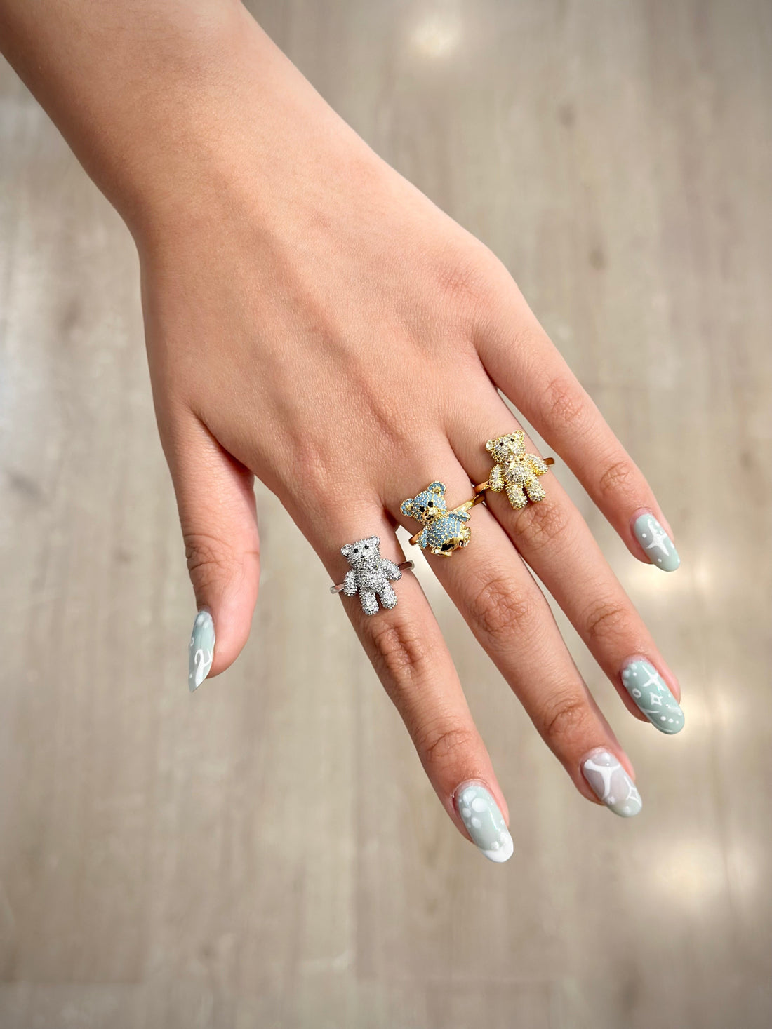 Anillo Ajustable Oso Cristales