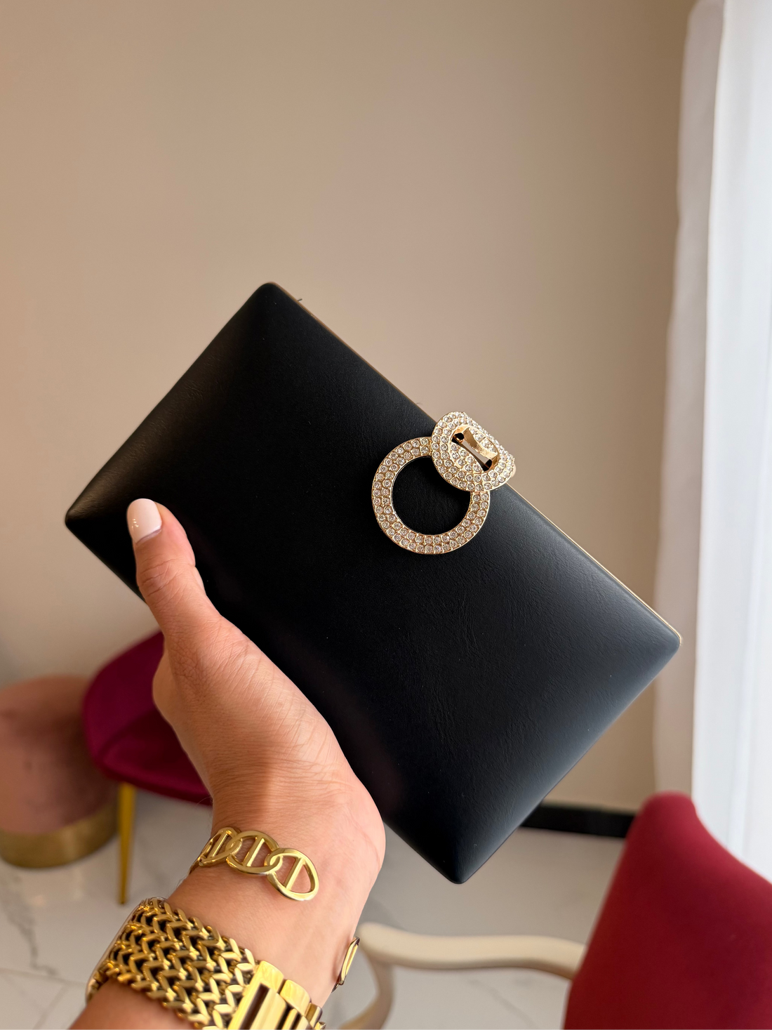 Bolso Aros Cristales - Negro