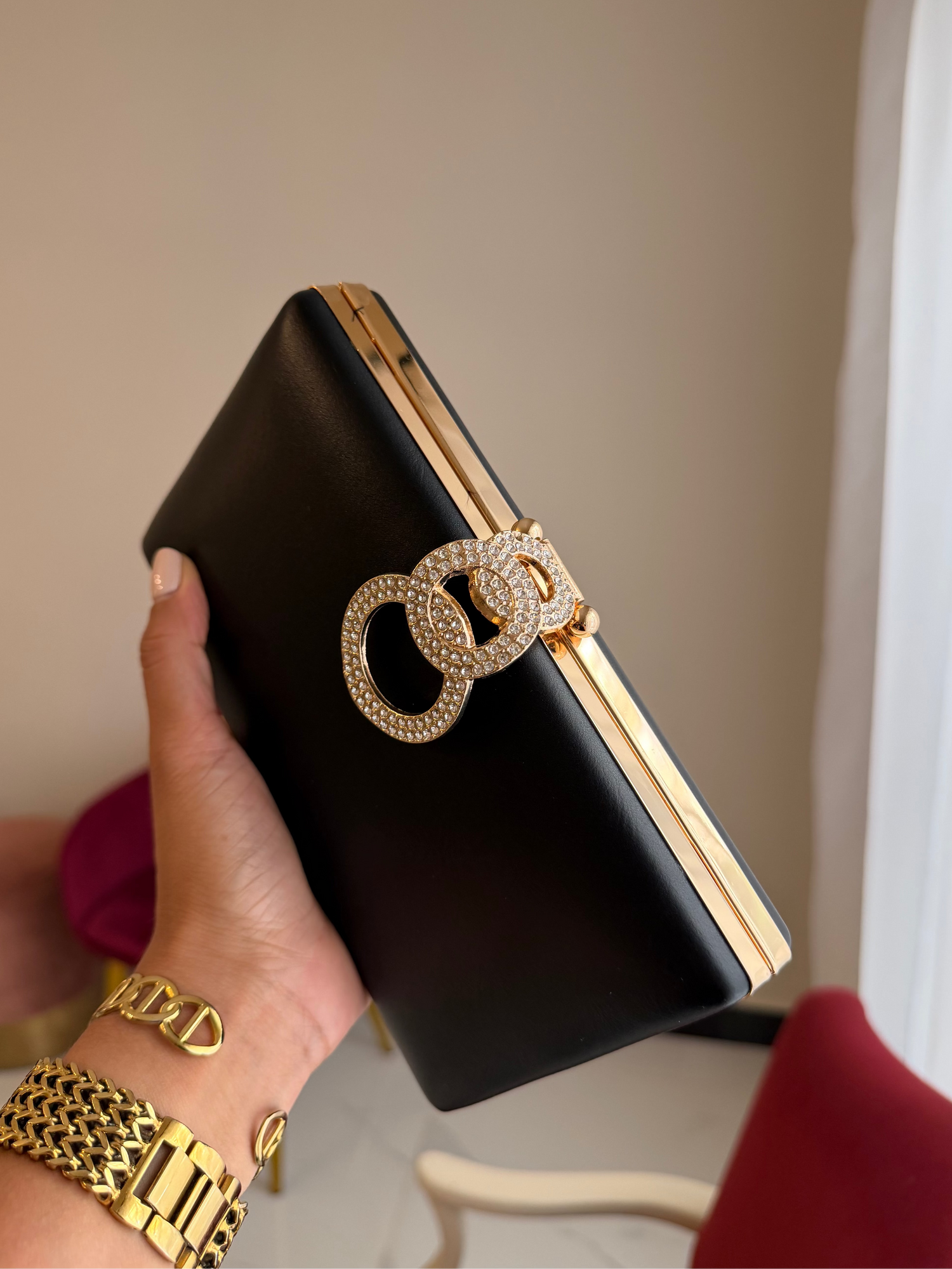 Bolso Aros Cristales - Negro