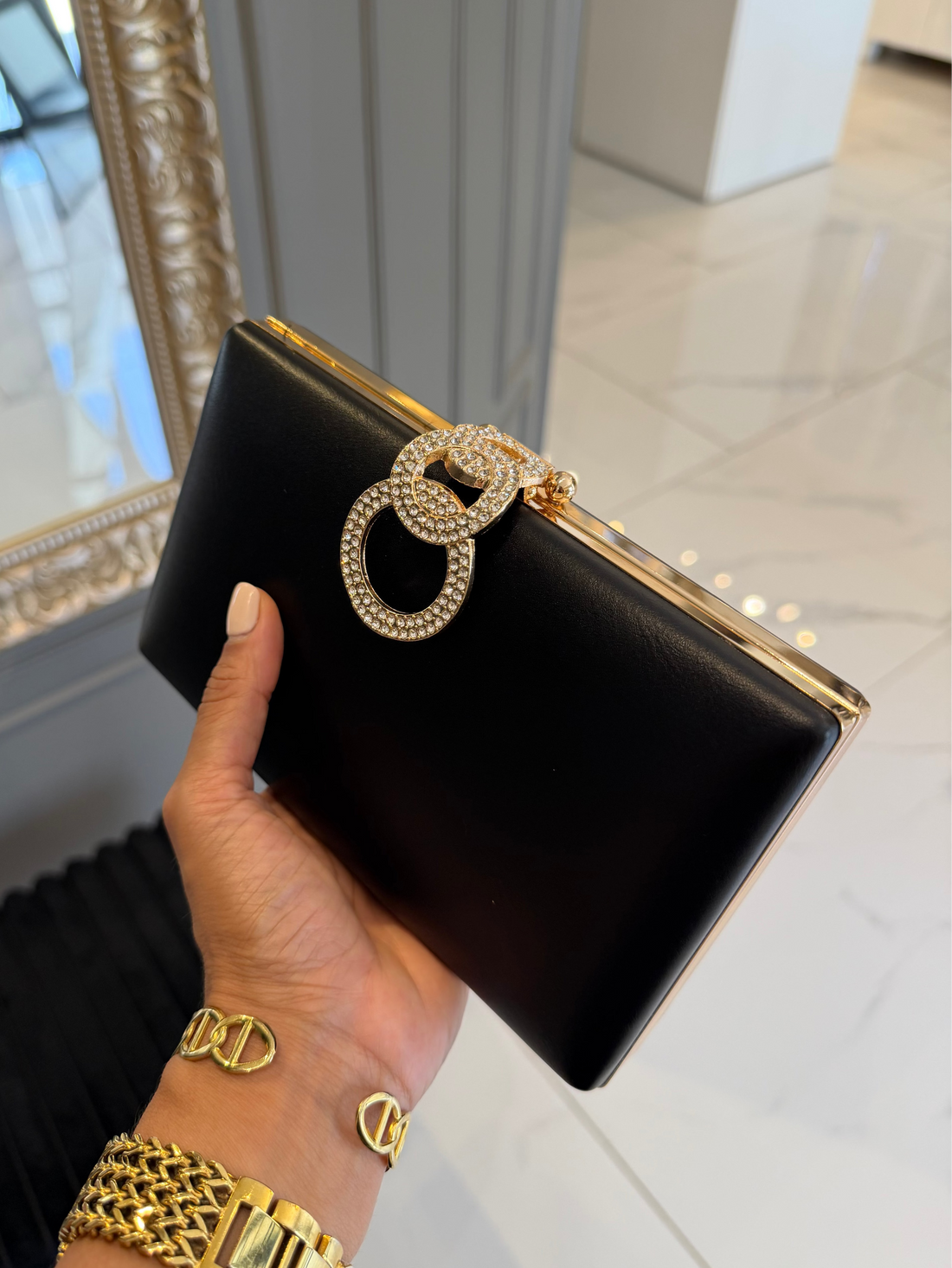 Bolso Aros Cristales - Negro