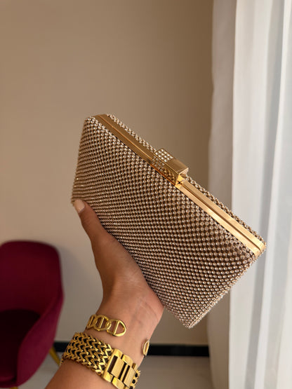 Bolso Rectangular Cristales - Dorado