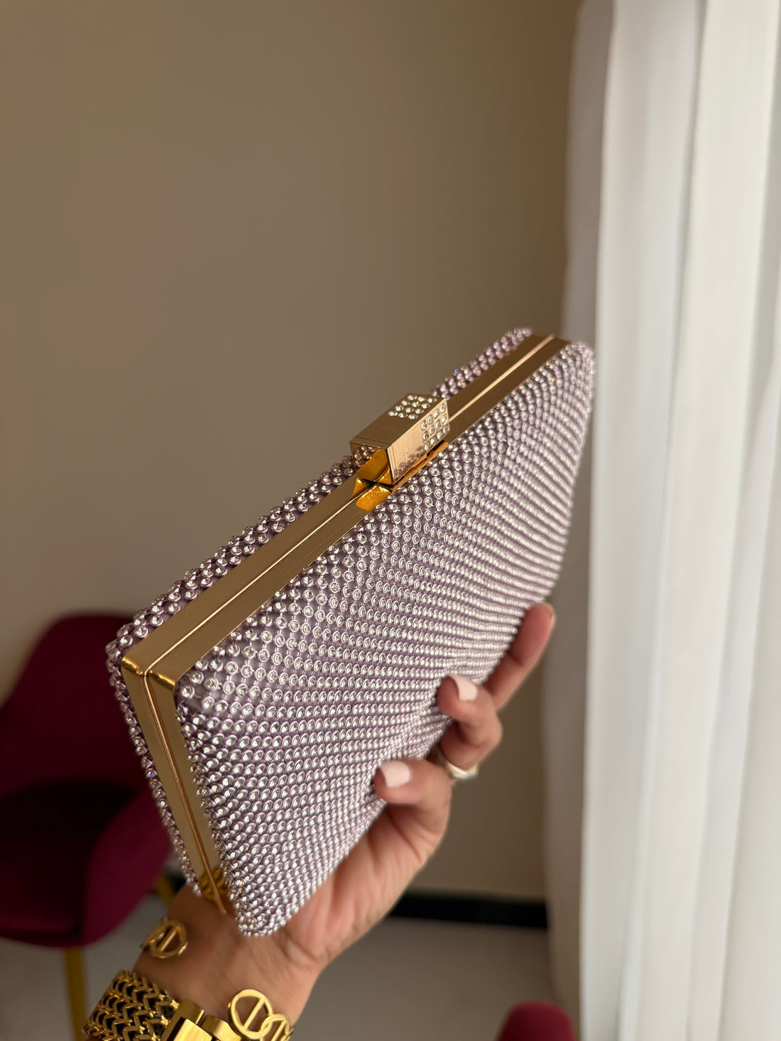 Bolso Rectangular Cristales - Rosa