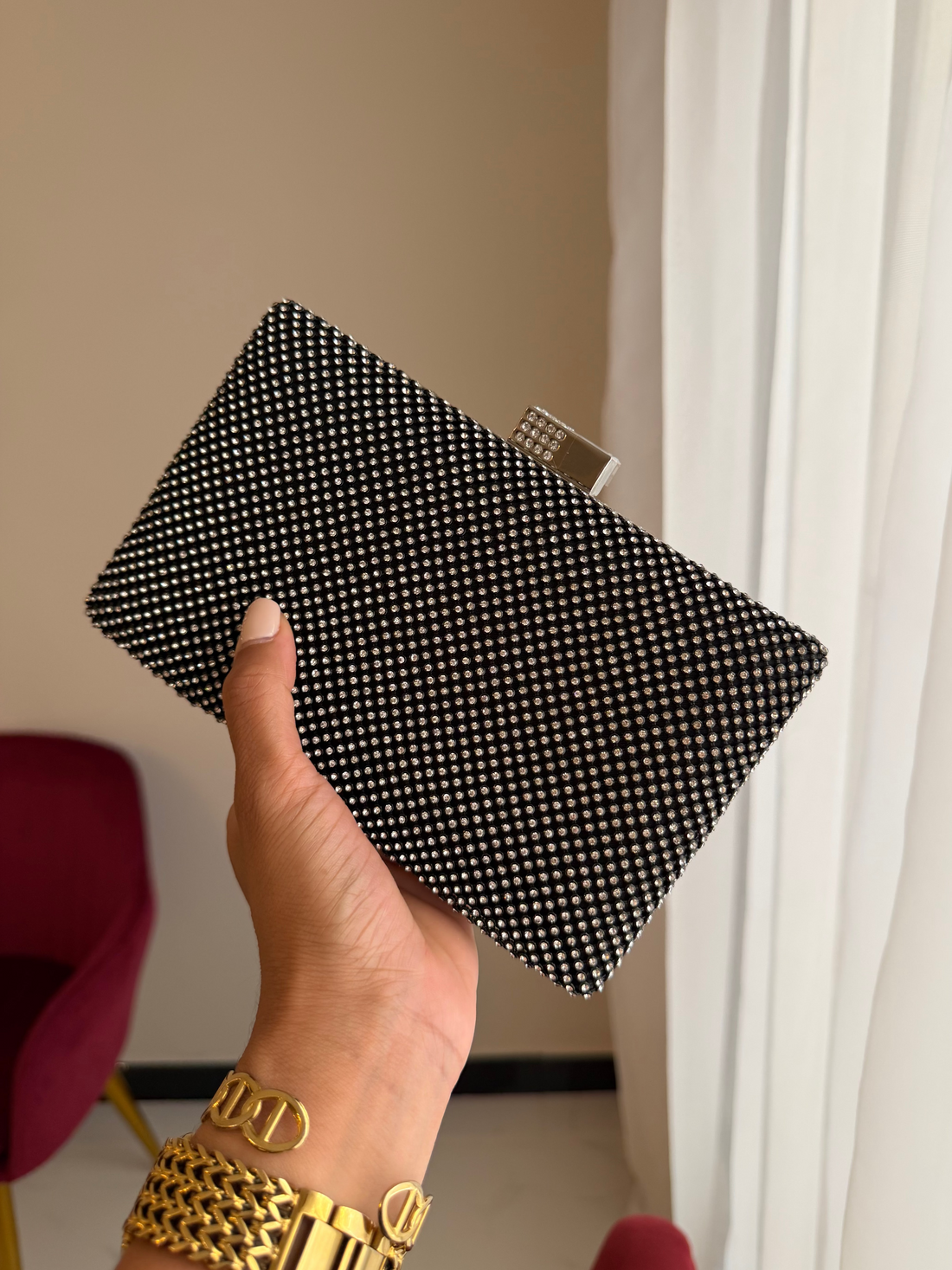 Bolso Rectangular Cristales - Negro