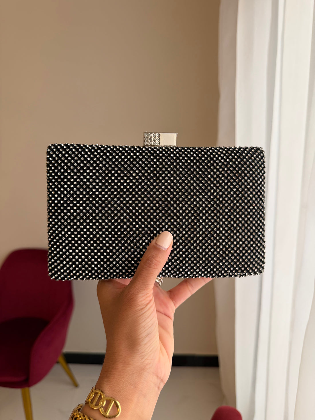Bolso Rectangular Cristales - Negro