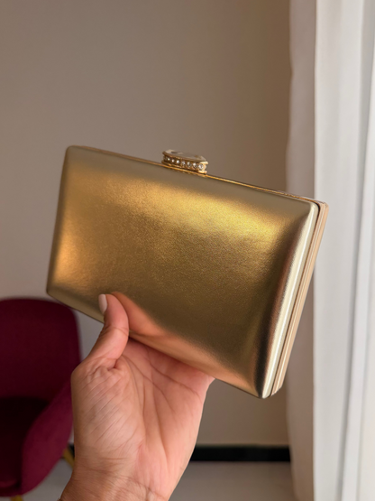 Bolso Rectangular Metálico - Dorado