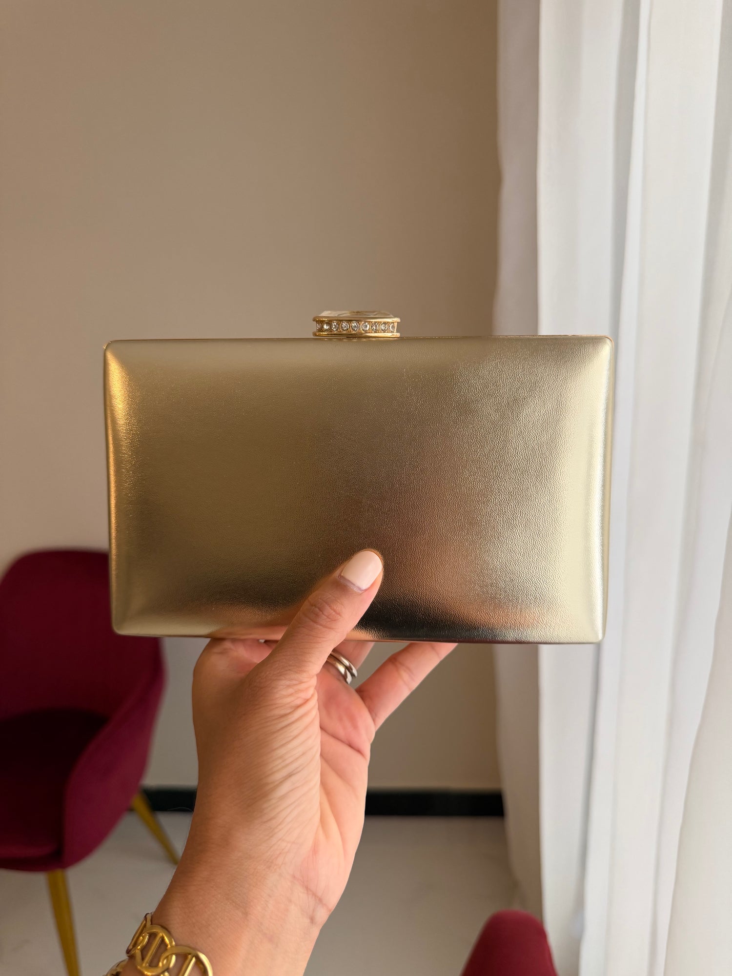 Bolso Rectangular Metálico - Dorado