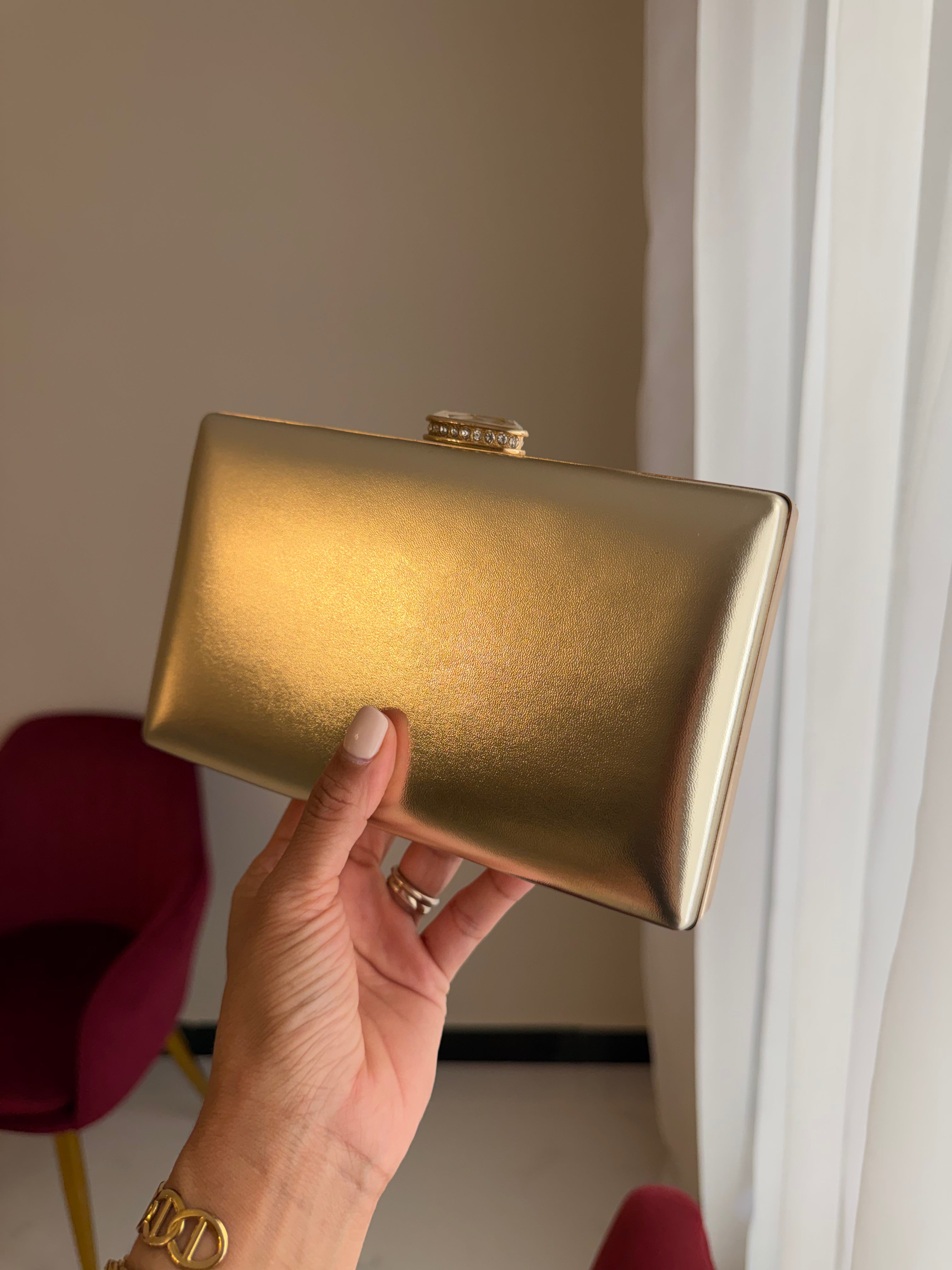 Bolso Rectangular Metálico - Dorado