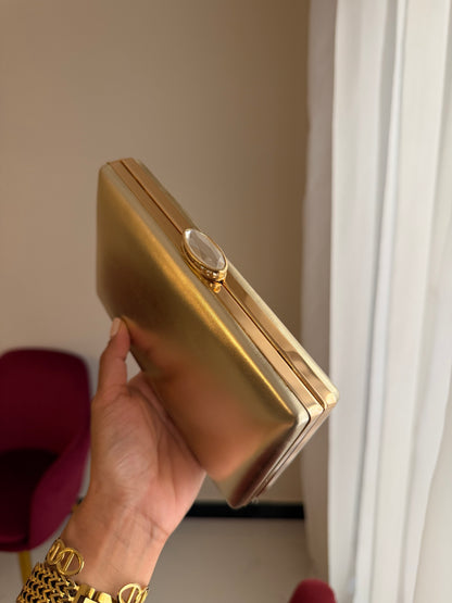 Bolso Rectangular Metálico - Dorado