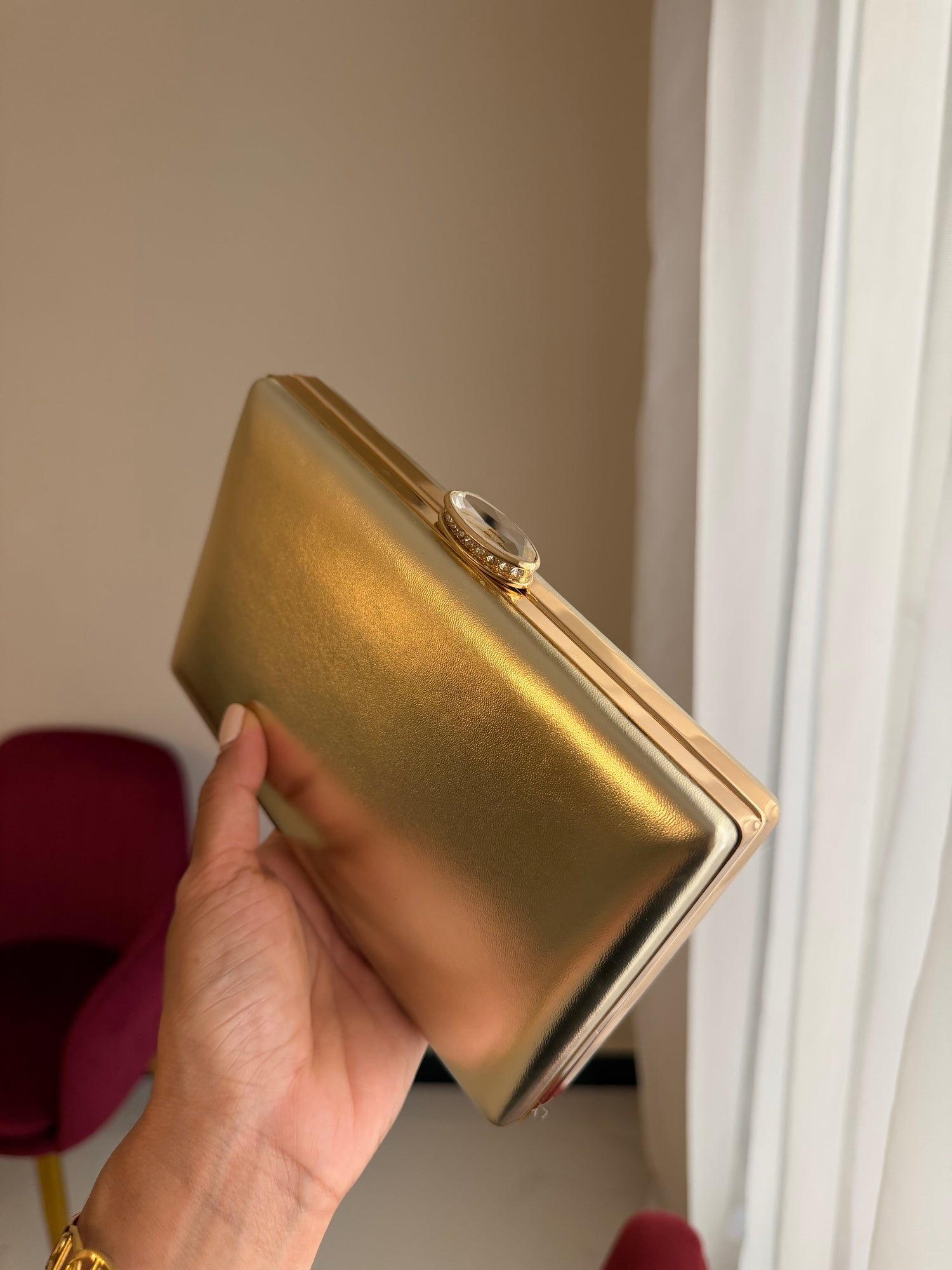 Bolso Rectangular Metálico - Dorado