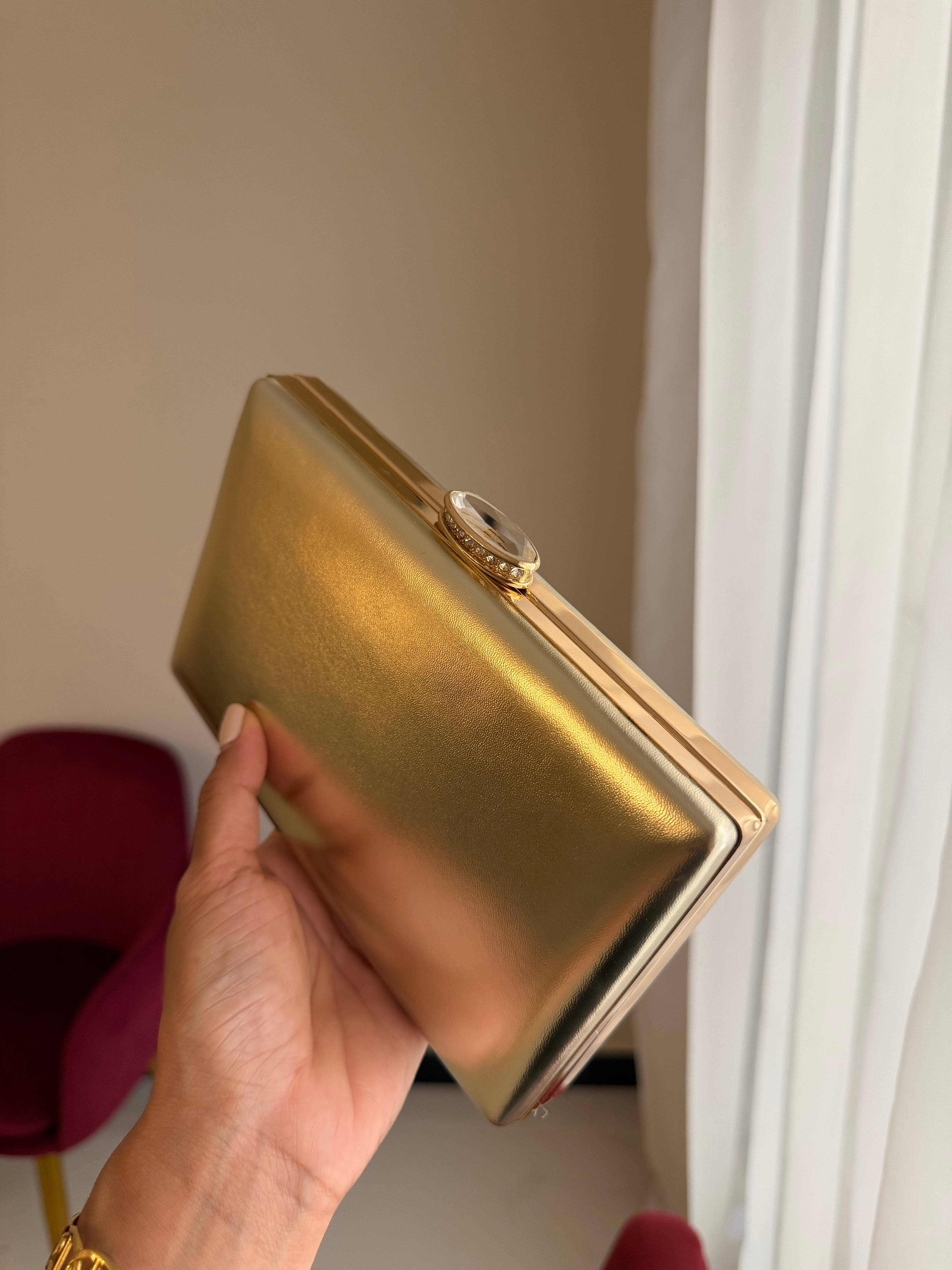 Bolso Rectangular Metálico - Dorado