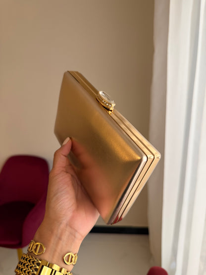 Bolso Rectangular Metálico - Champaña
