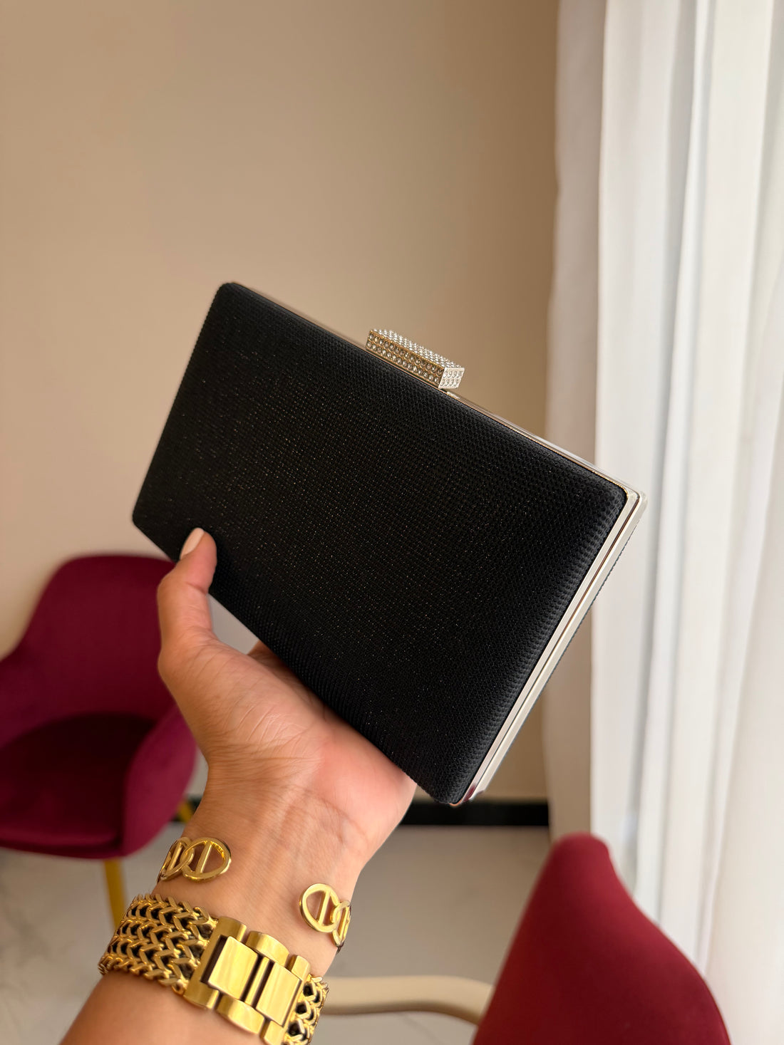 Bolso Rectangular Brillo - Negro