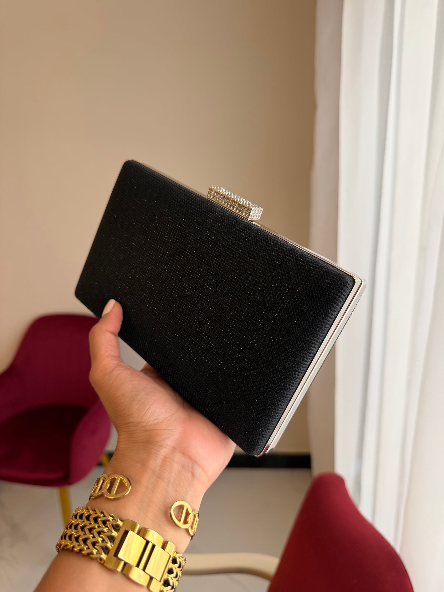 Bolso Rectangular Brillo - Negro