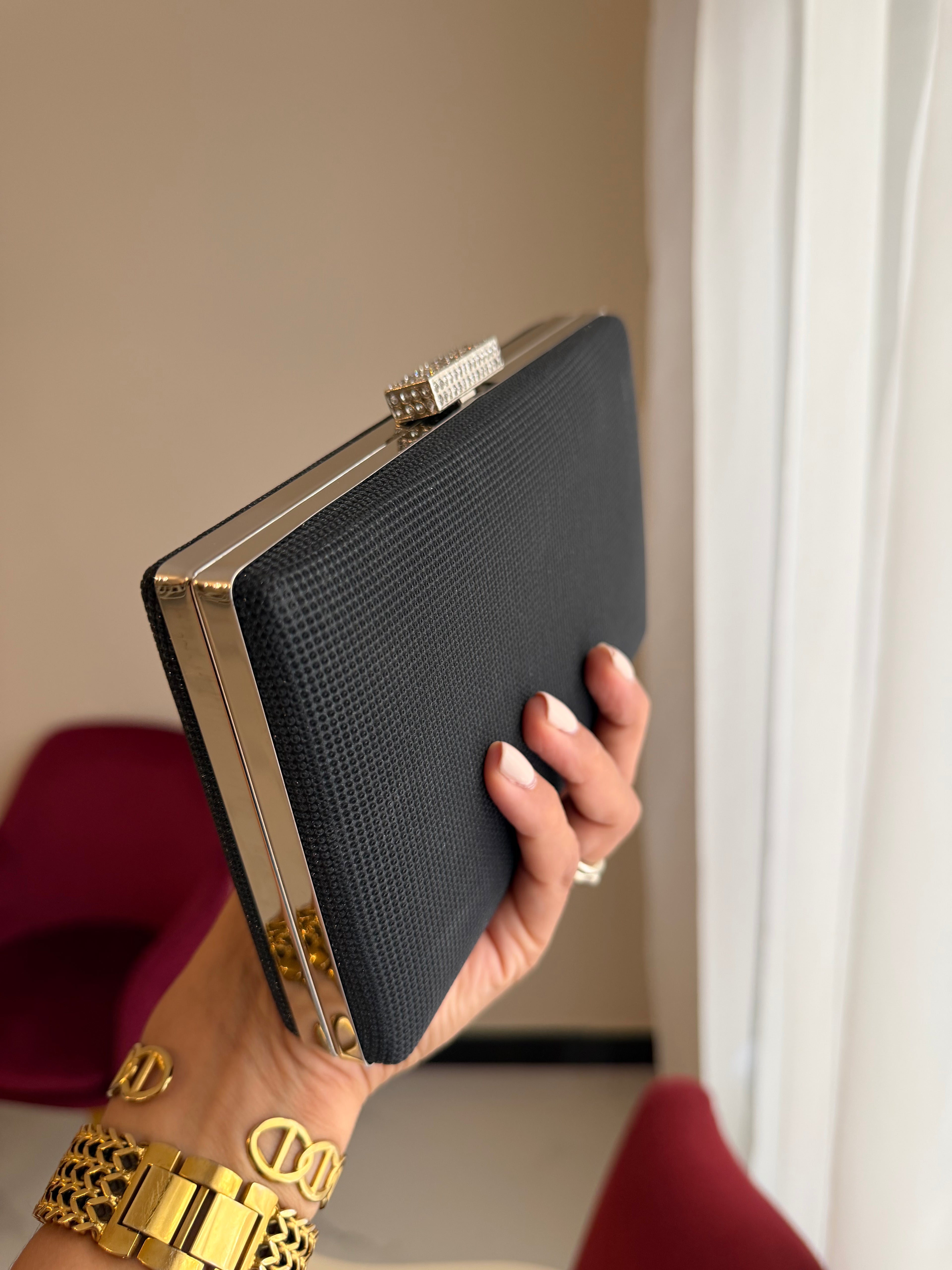 Bolso Rectangular Brillo - Negro