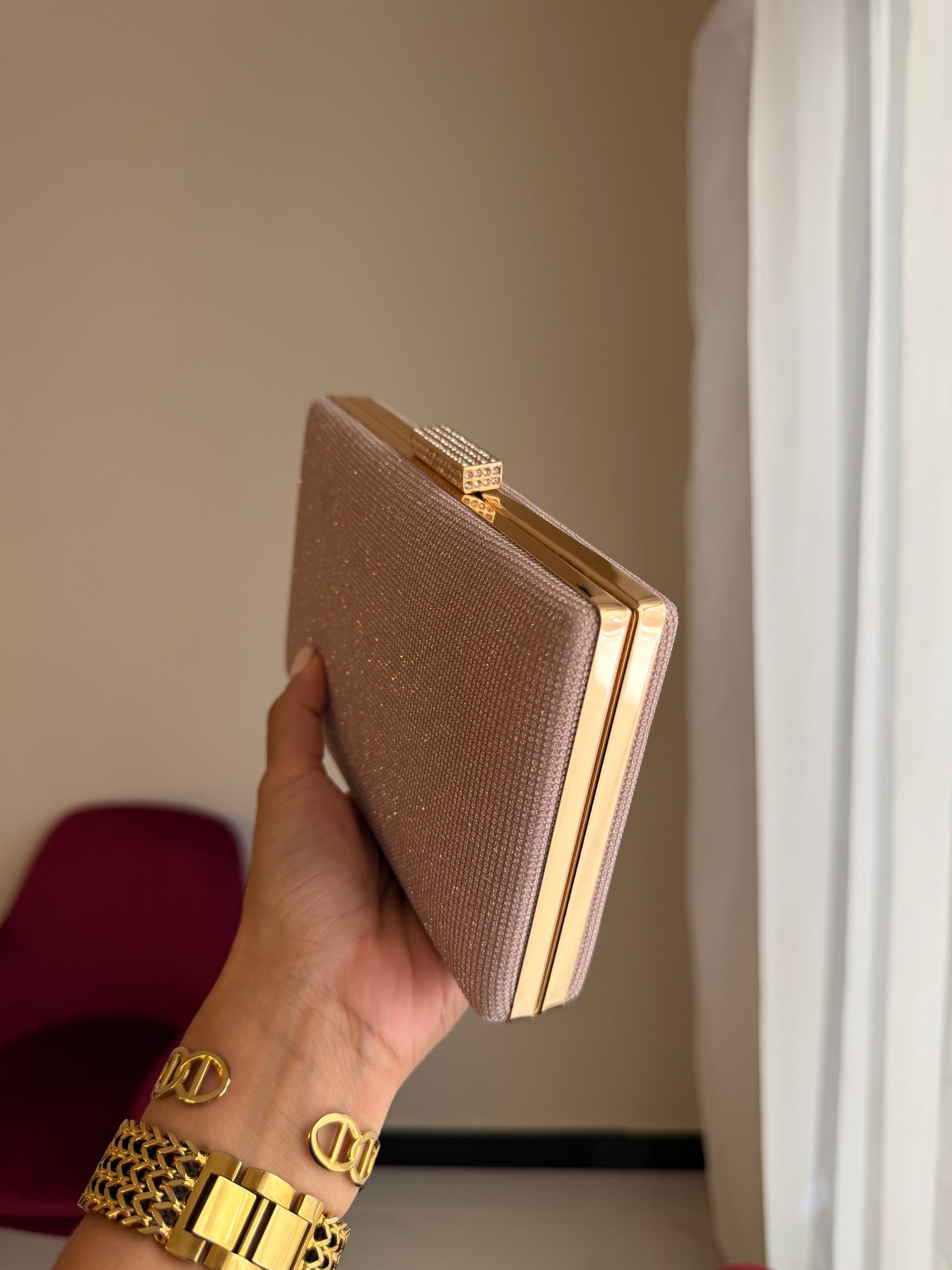 Bolso Rectangular Brillo - Oro Rosa