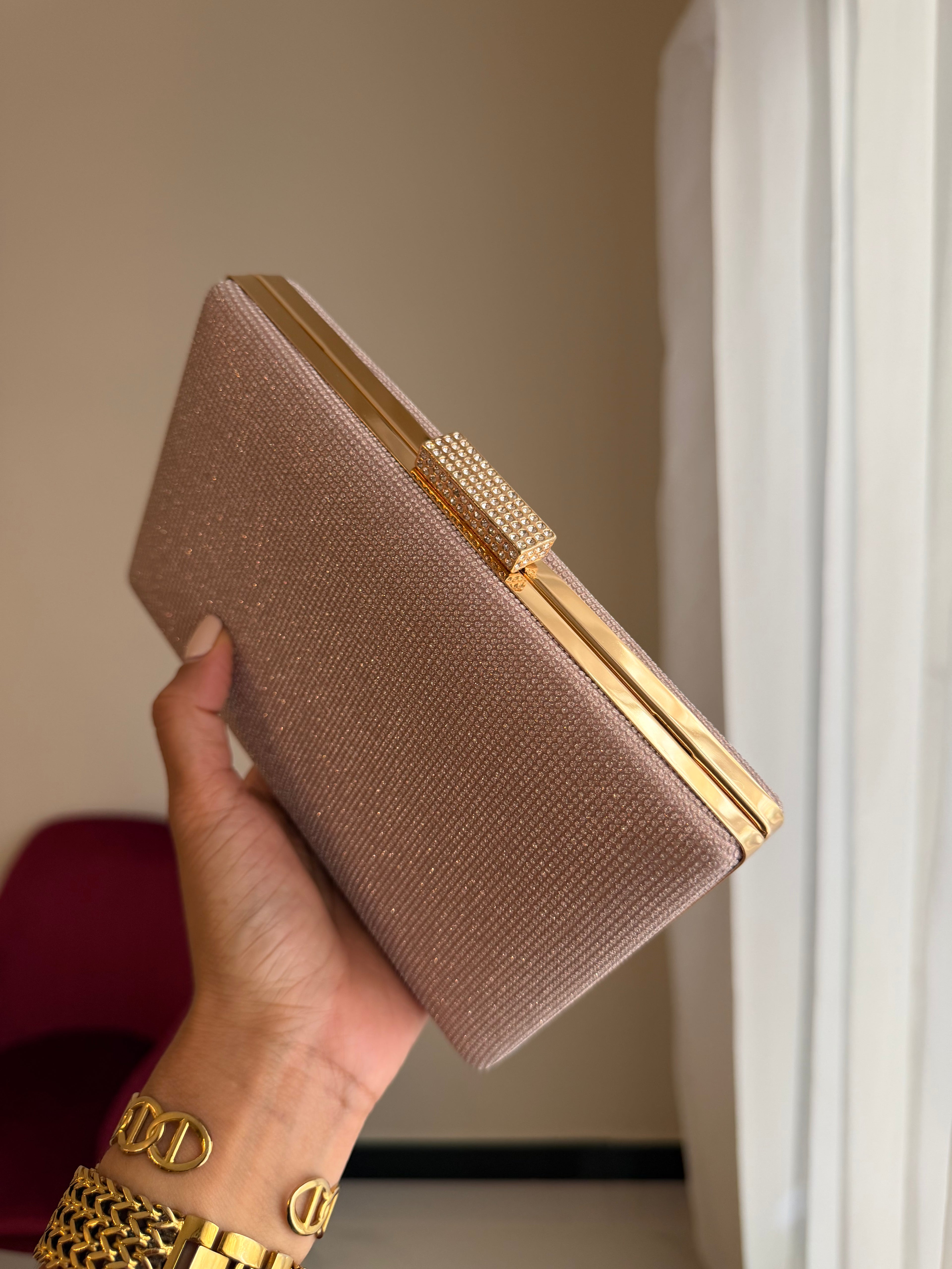 Bolso Rectangular Brillo - Oro Rosa