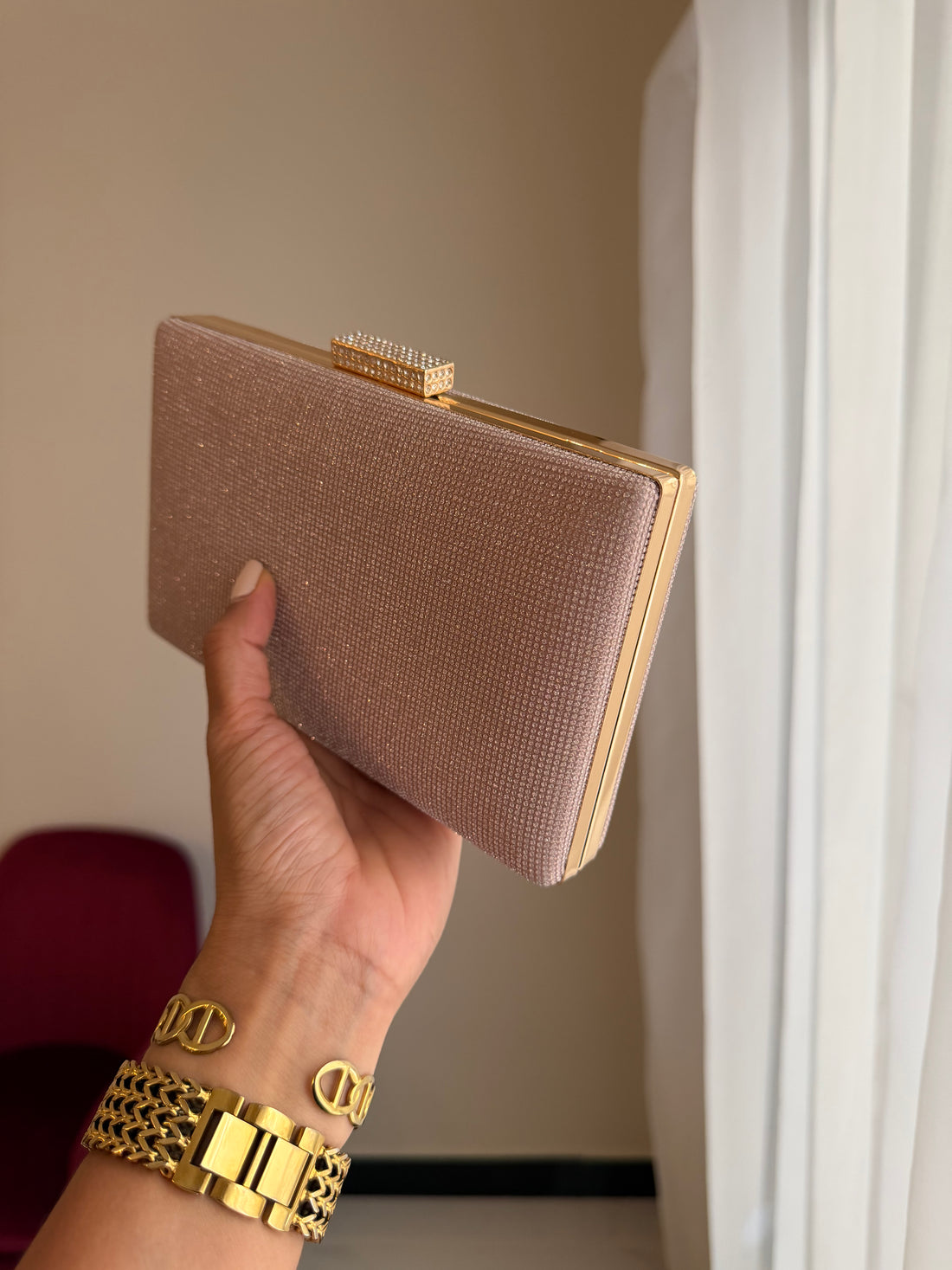 Bolso Rectangular Brillo - Oro Rosa