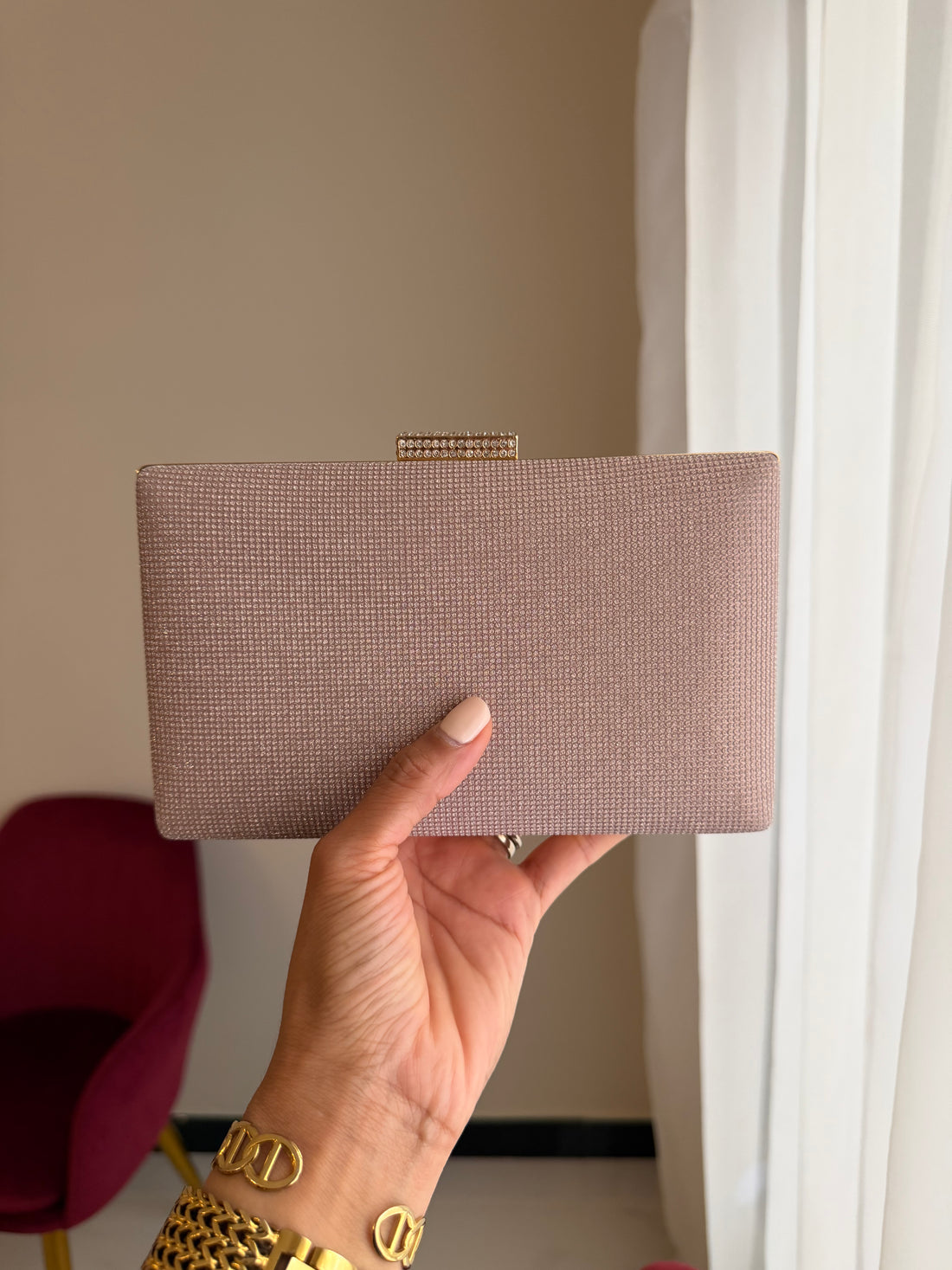Bolso Rectangular Brillo - Oro Rosa