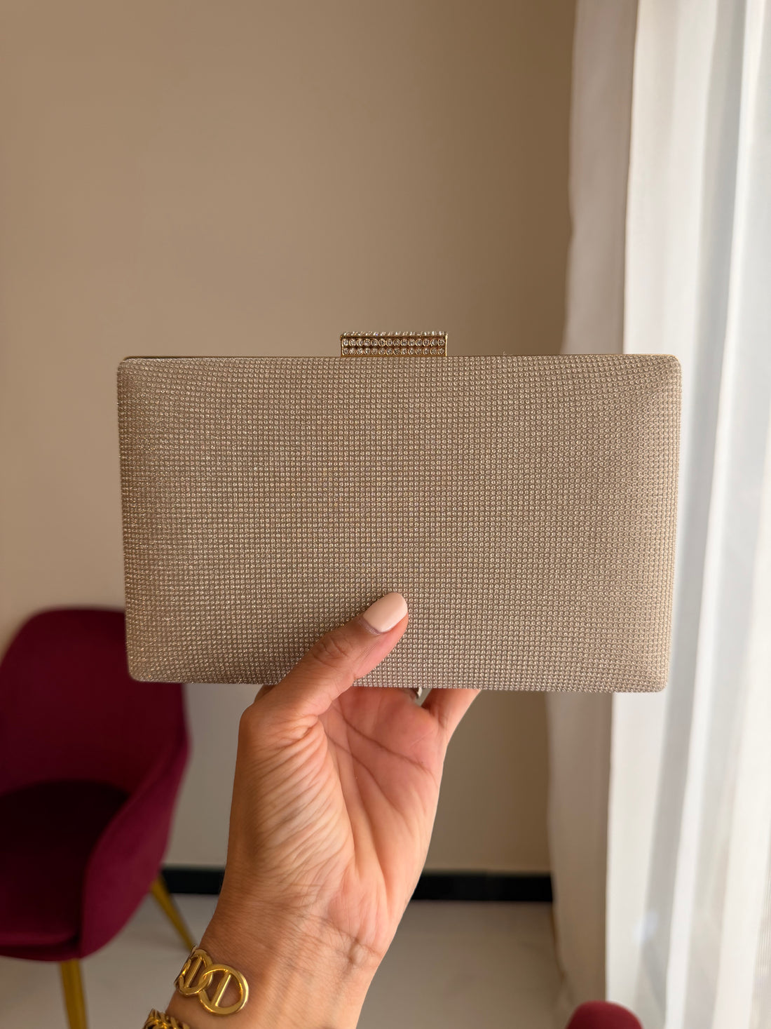 Bolso Rectangular Brillo - Dorado