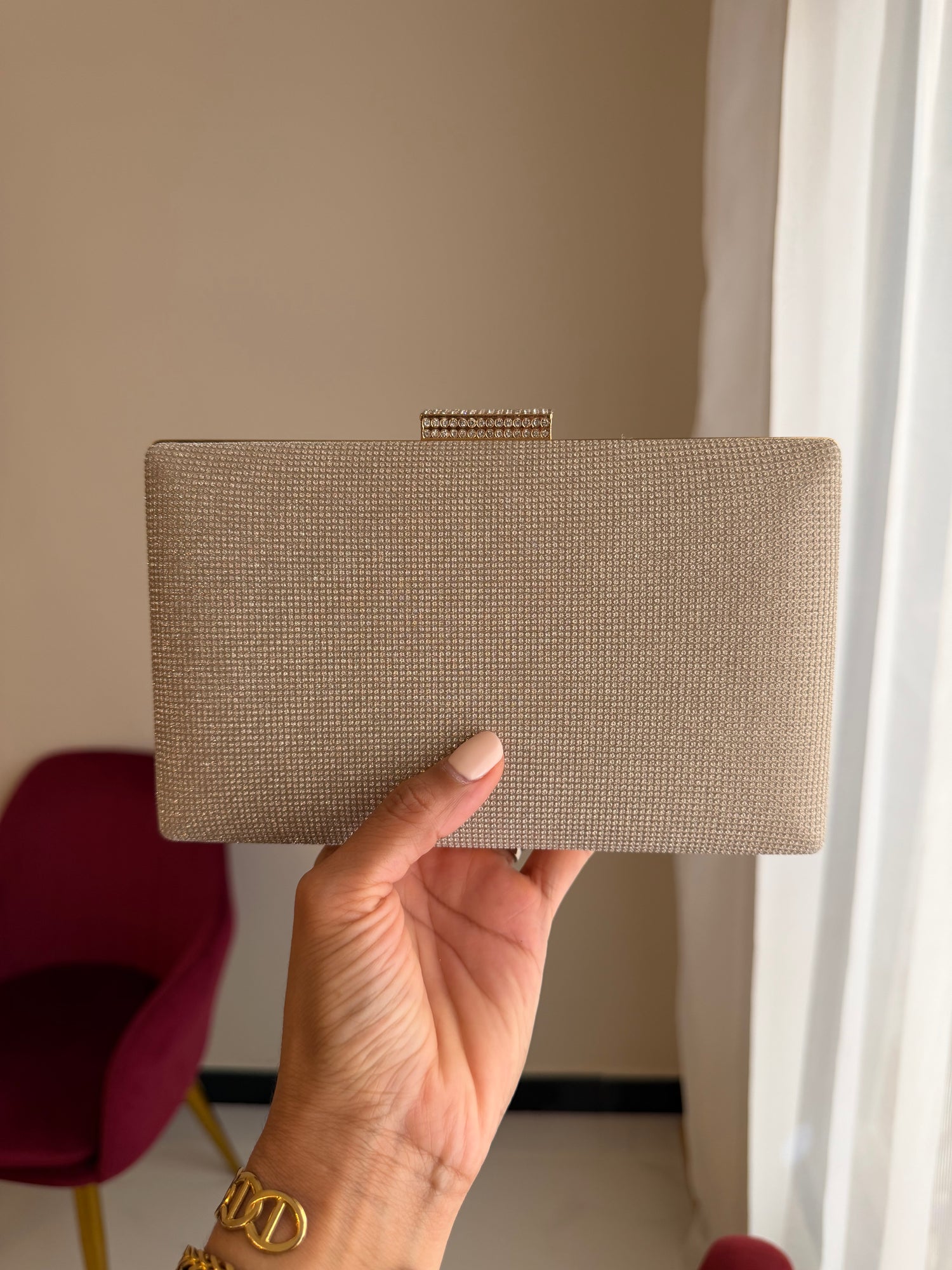 Bolso Rectangular Brillo - Dorado