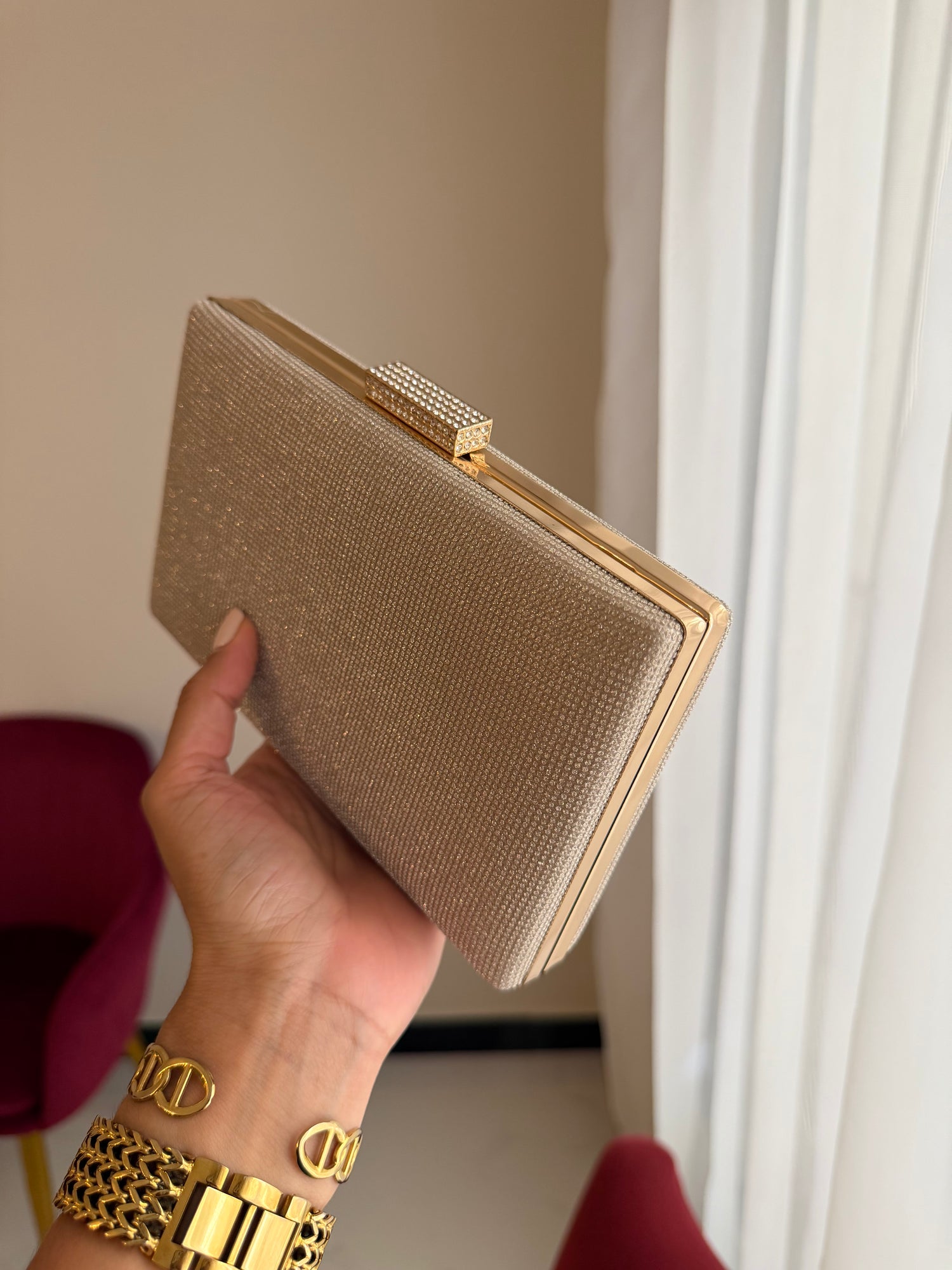Bolso Rectangular Brillo - Dorado