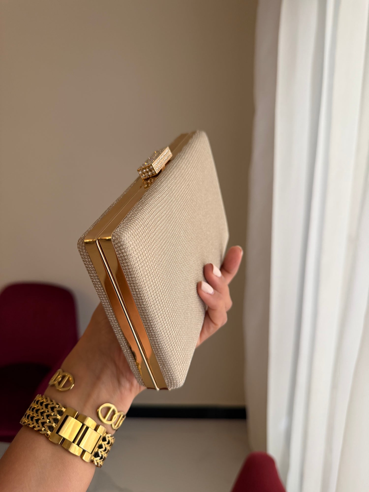 Bolso Rectangular Brillo - Dorado