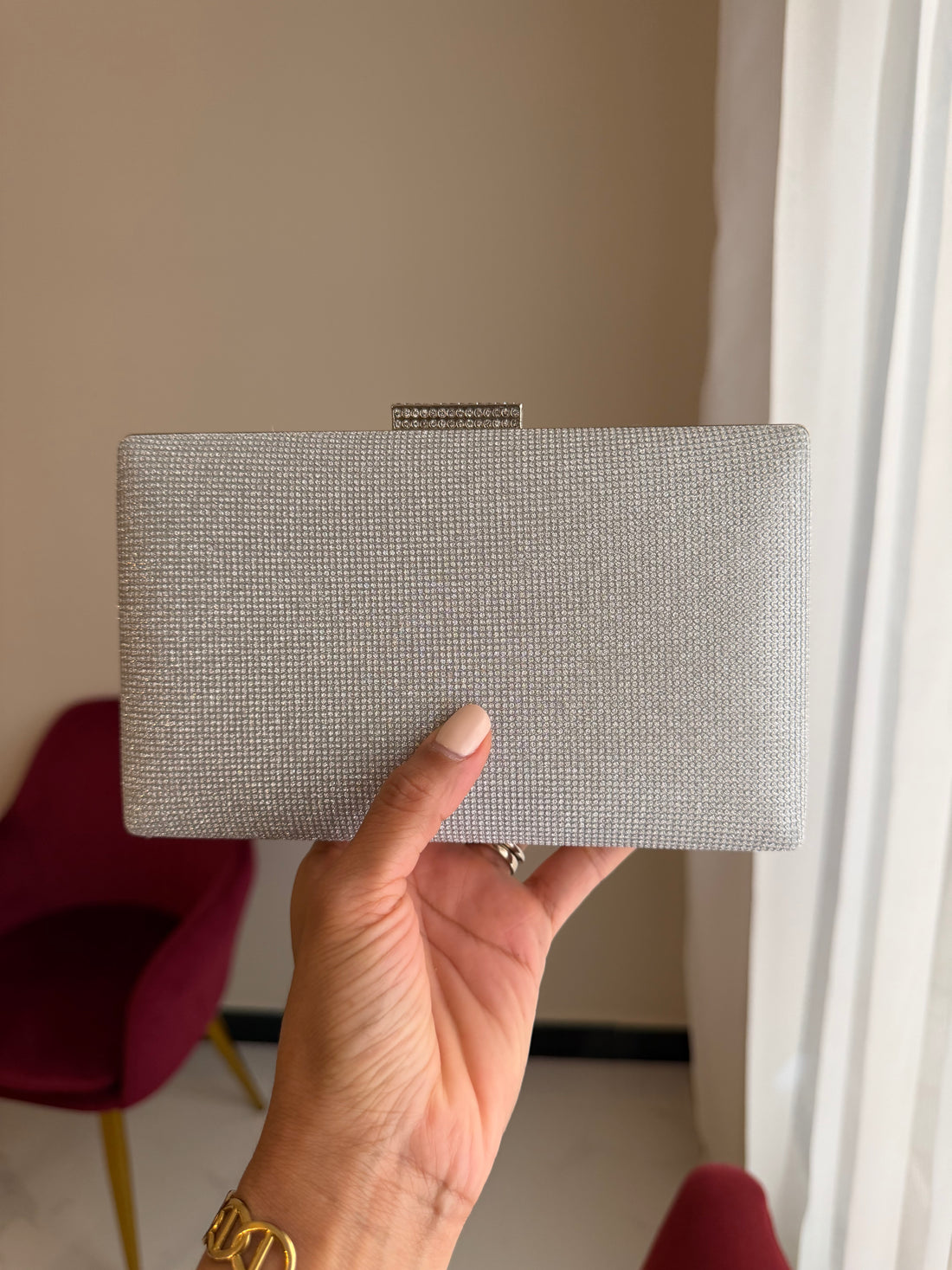 Bolso Rectangular Brillo - Plateado