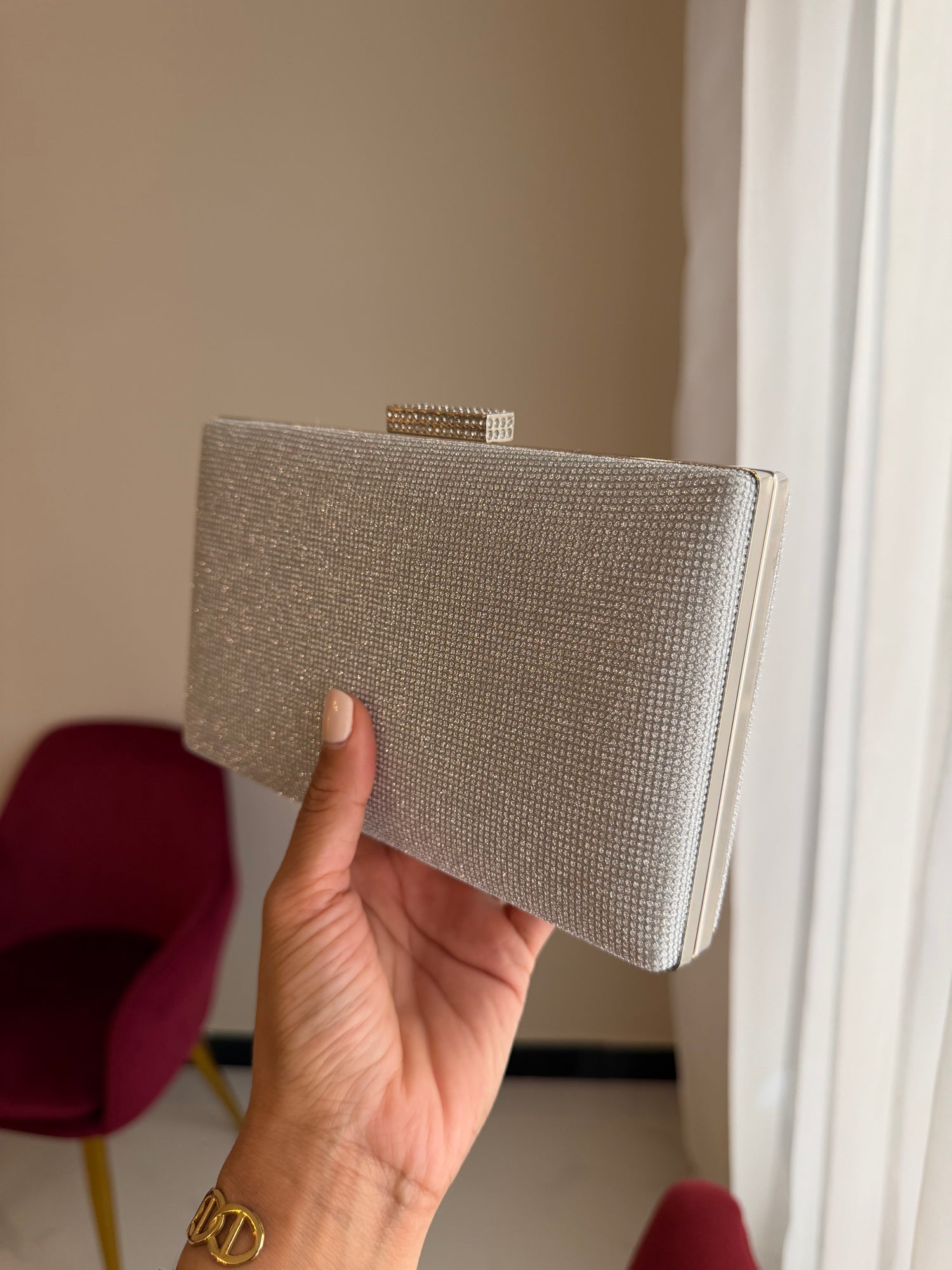 Bolso Rectangular Brillo - Plateado