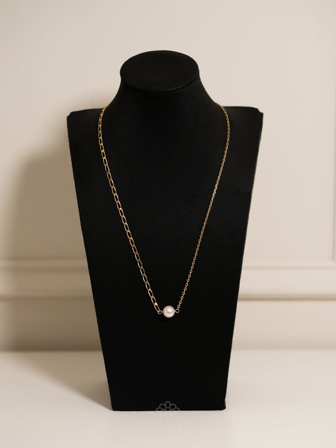 Collar Bi Cadenas y Perla Swarovski