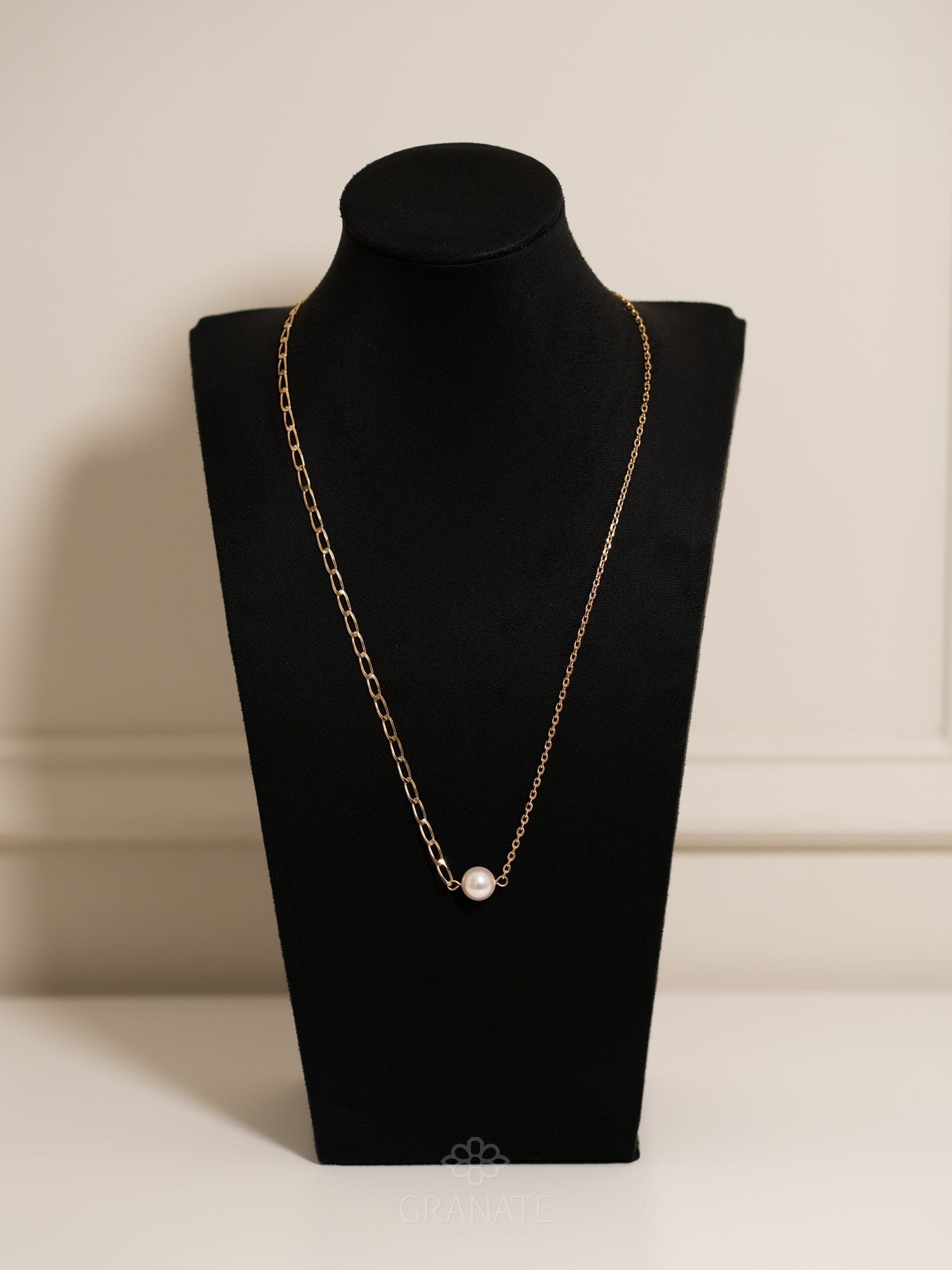 Collar Bi Cadenas y Perla Swarovski