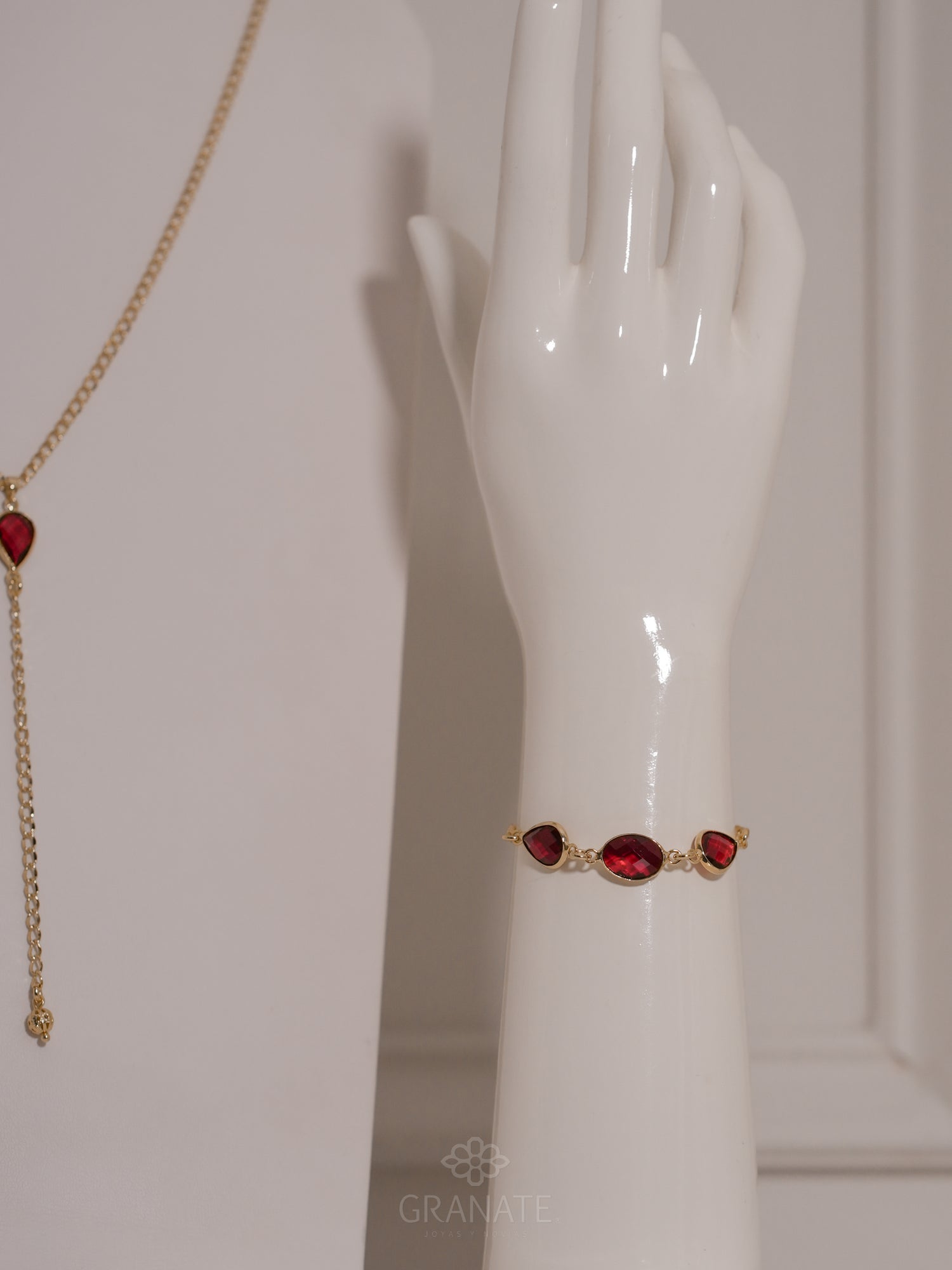 Pulsera 3 Cristales Burgundy