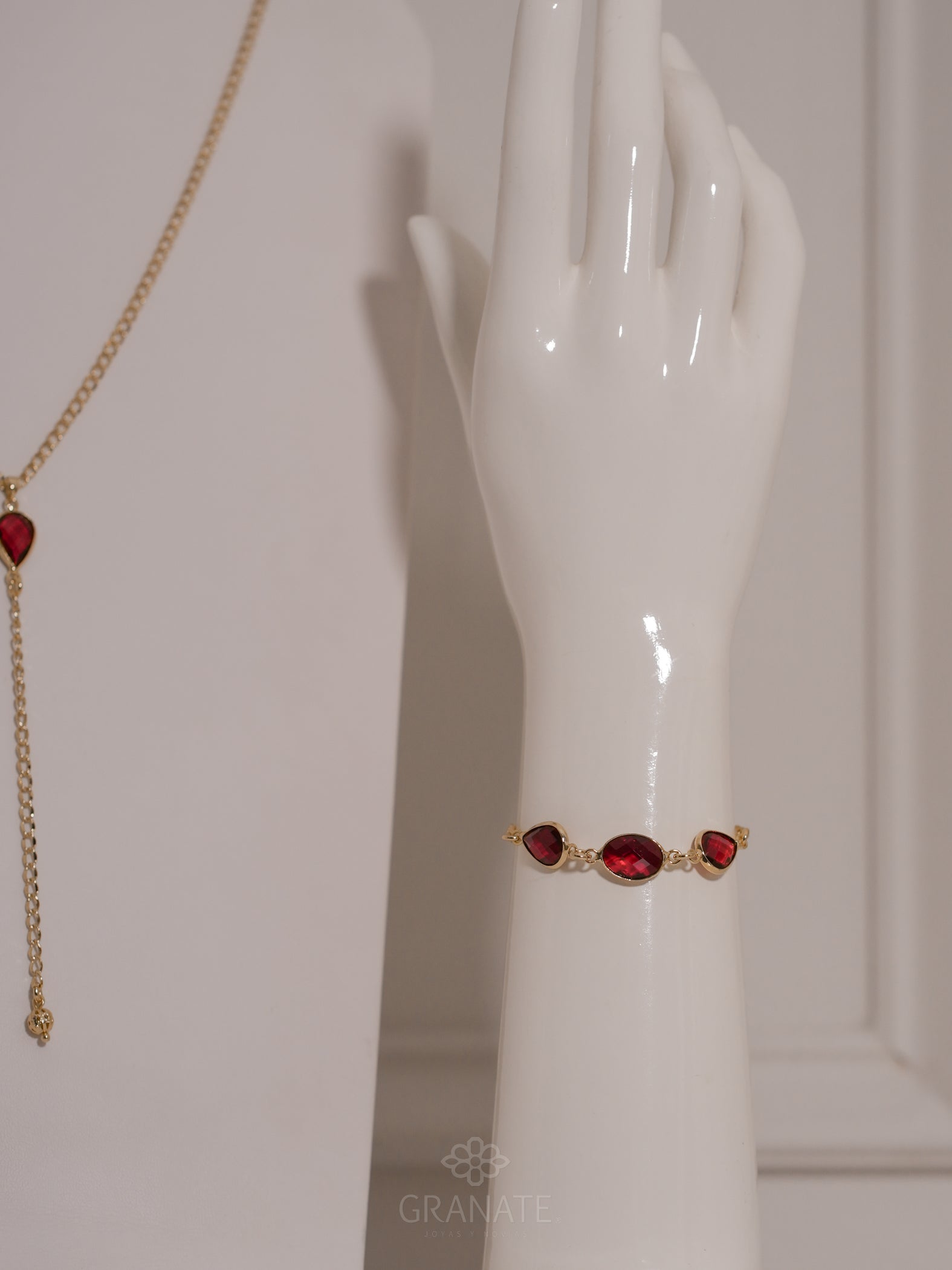 Pulsera 3 Cristales Burgundy