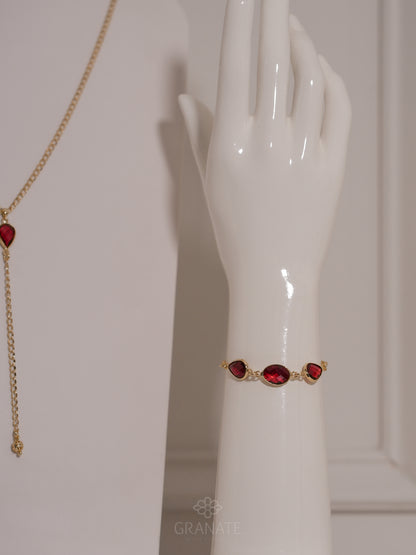 Pulsera 3 Cristales Burgundy