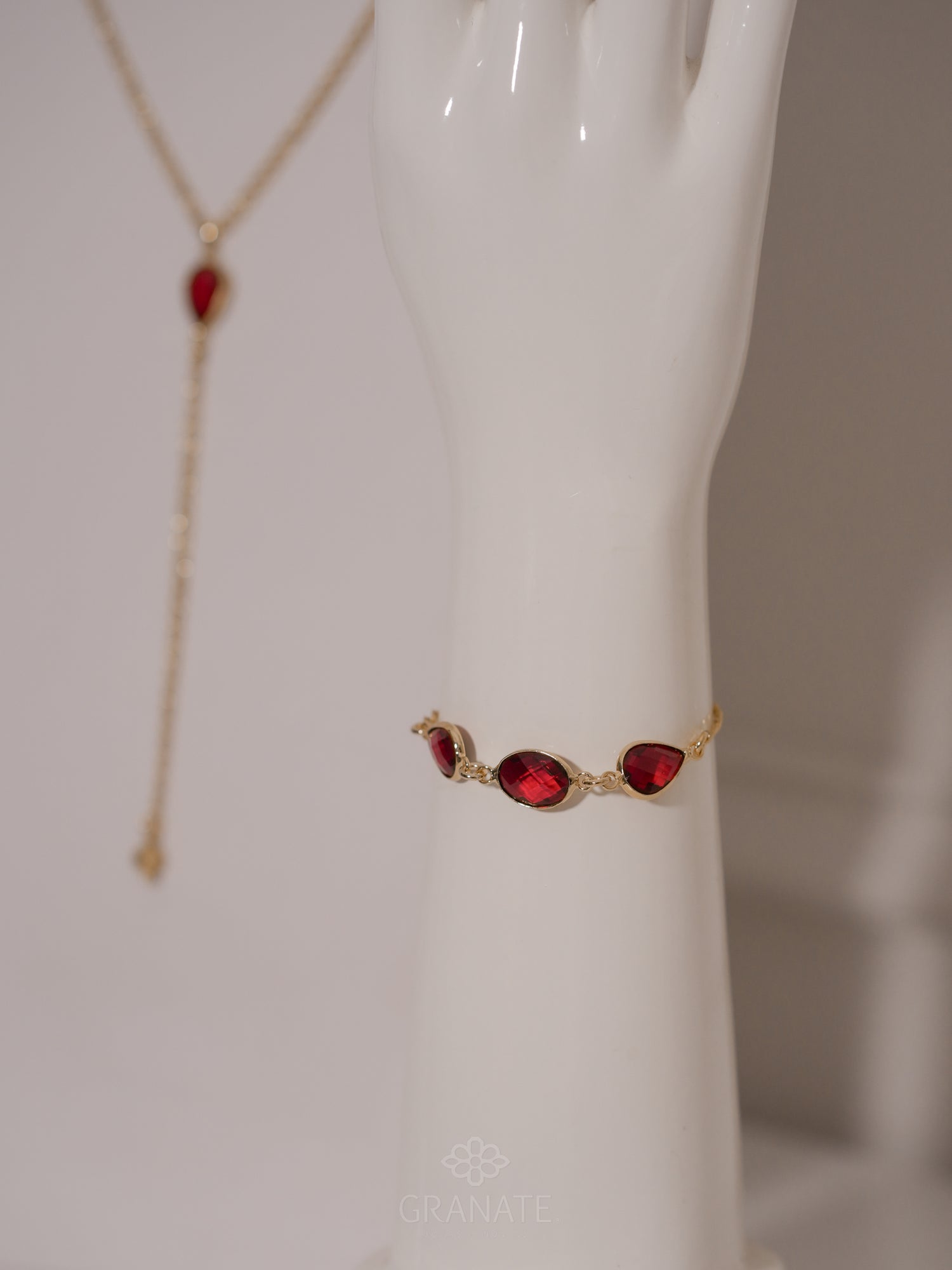 Pulsera 3 Cristales Burgundy