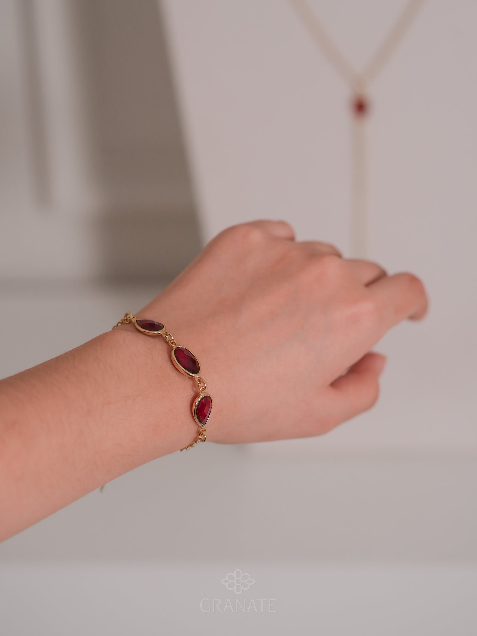 Pulsera 3 Cristales Burgundy