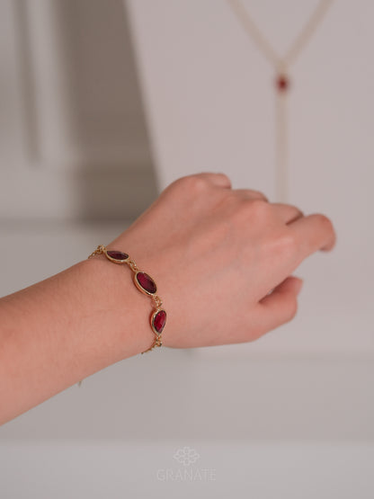 Pulsera 3 Cristales Burgundy