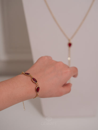 Pulsera 3 Cristales Burgundy