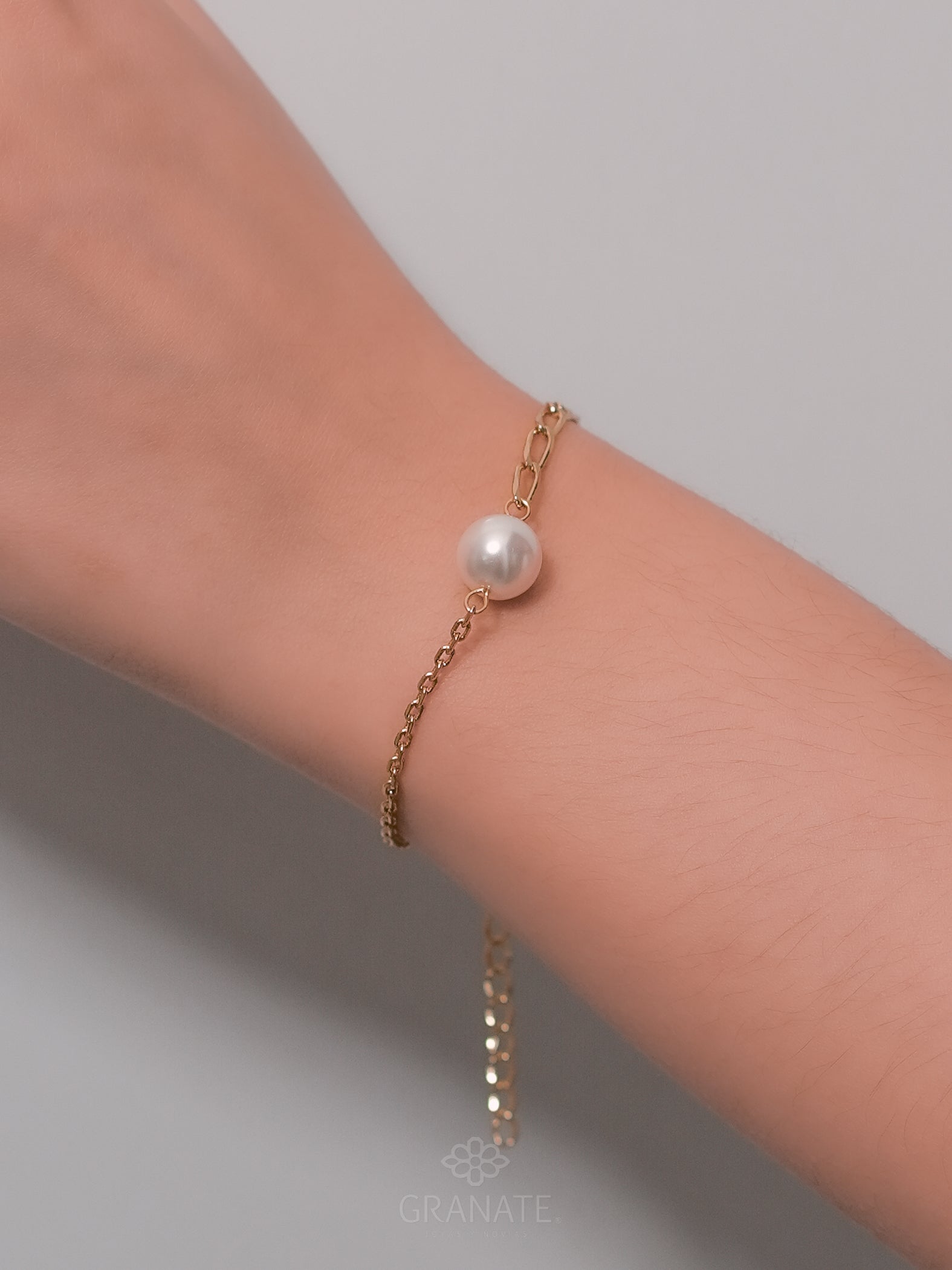 Pulsera Bi Cadena y Perla Swarovski