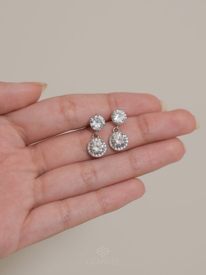 Aretes Solitario Colgante Moissanita