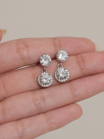 Aretes Solitario Colgante Moissanita