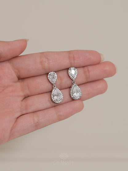 Aretes Gota Halo Colgante