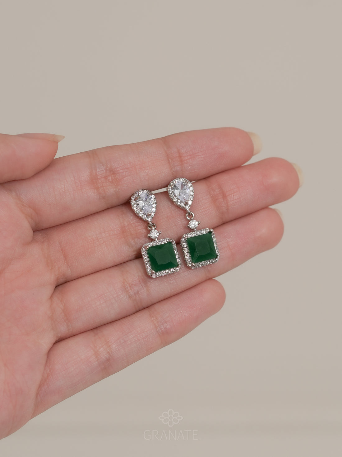Aretes Gota y Cuadro Verde