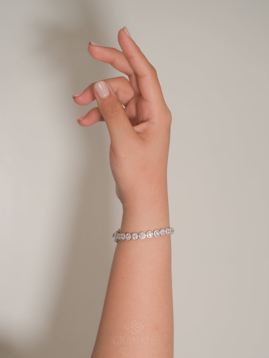 Pulsera Circonias con Halo de Plata