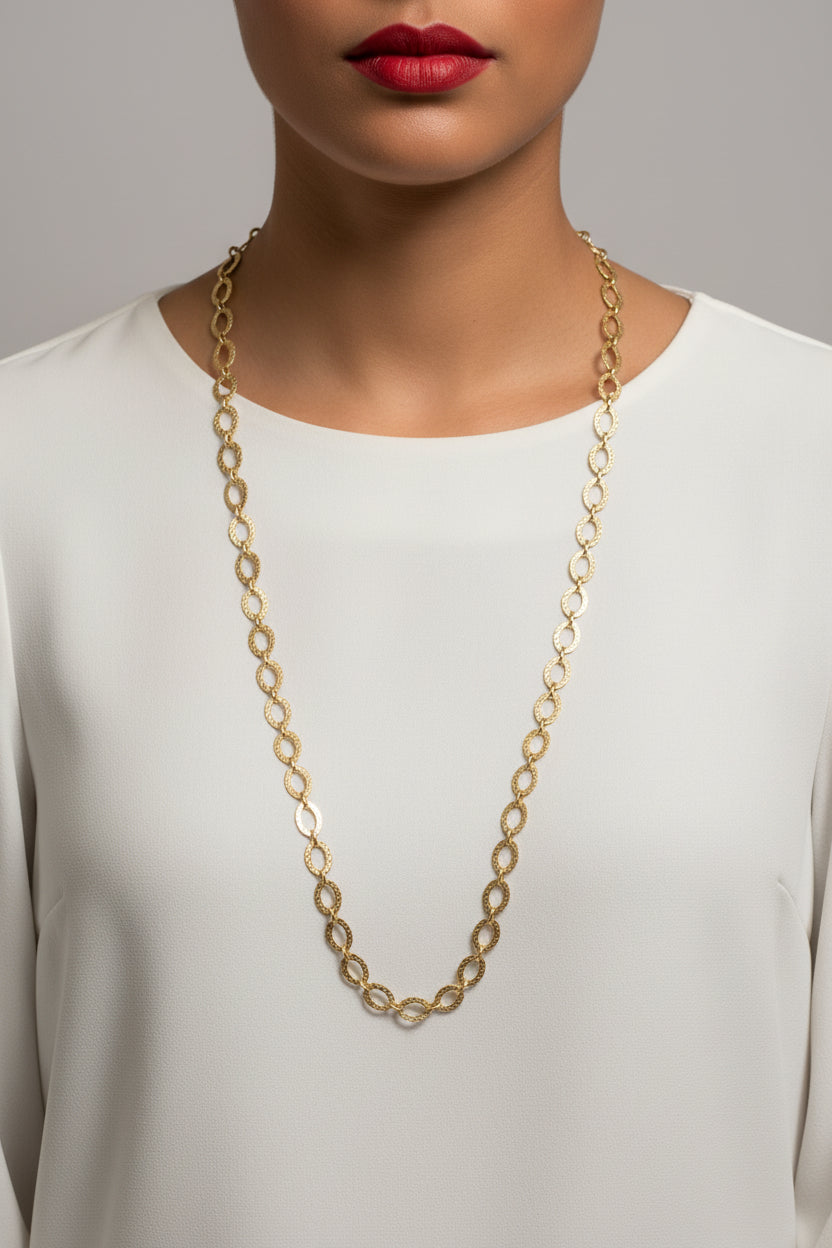 Collar Largo Oval Texturizado