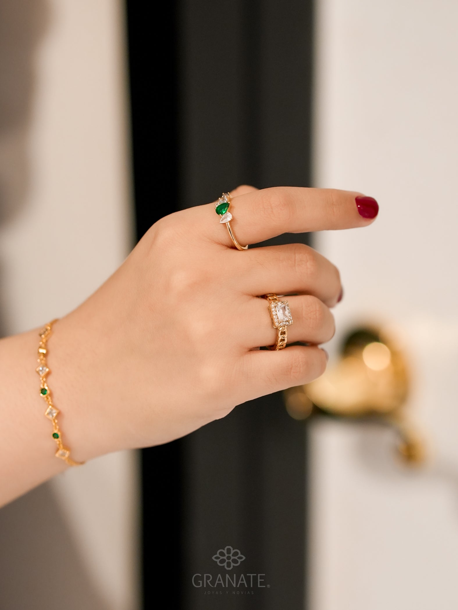 Anillo Rectángulo Halo