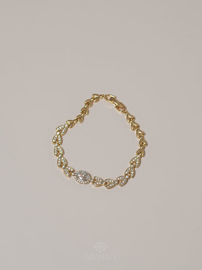 Pulsera Óvalo Hojas - Dorado