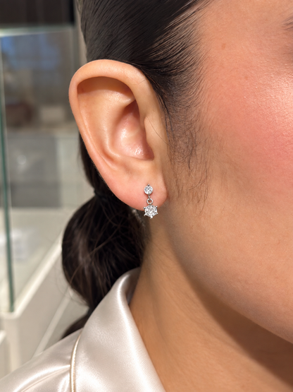 Aretes 2 Zirconias de Plata