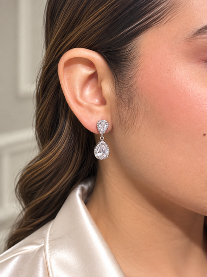 Aretes Gota Halo Colgante