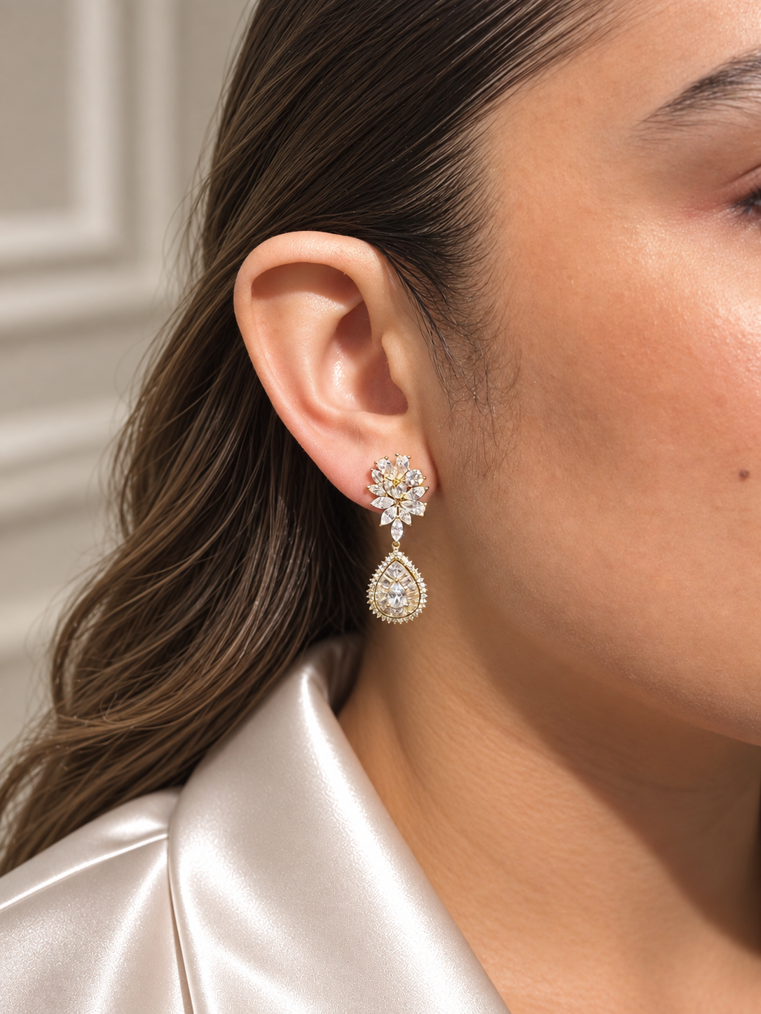 Aretes Mix y Gota Halo - Dorado